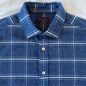UNTUCKit Slim Fit Blue Plaid Windowpane Flannel